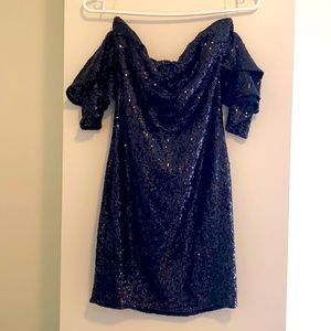 BLACK MINI SEQUIN DRESS